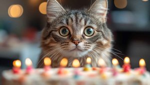 Cute Cat Birthday Party Wallpaper for Desktop and Mobile Backgrounds