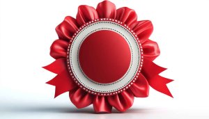 Red Ribbon Badge Award Empty Mockup for Certificates and Honors