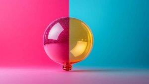 Pink and Blue Split Sphere Desktop Background, Trendy Mobile Wallpaper