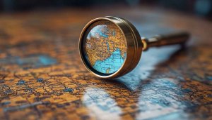 Antique World Map with Magnifying Glass Desktop Wallpaper Free