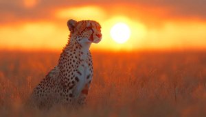 Stunning Cheetah Sunset 4K Desktop Wallpaper Free Nature Background