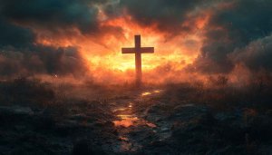 Cross Silhouette Sunset Wallpaper 4K, Free Christian Desktop Background