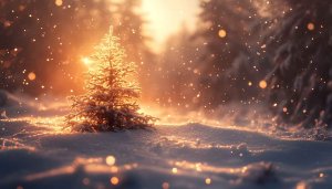 Winter Christmas Tree Snowfall Mobile and Desktop Wallpaper 4K
