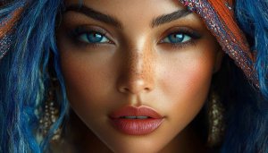 Beautiful Woman with Freckles and Blue Eyes Mobile Wallpaper