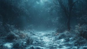 Enchanted Forest Winter Night 4K Desktop Background Free Wallpaper