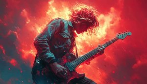 Guitarist Rockstar Concert Red Stage Light Mobile 4K Wallpaper