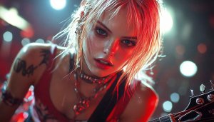Rockstar Woman Guitarist Mobile Wallpaper Free HD Background Image