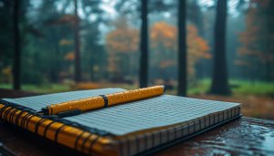 Rainy Forest Writing Scene Wallpaper 4K Desktop Mobile Background