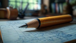Giant Pencil on Graph Paper Aesthetic Desktop Background Wallpaper