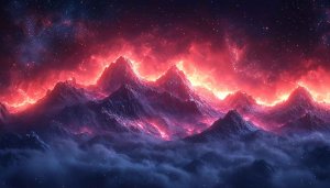 Red Galaxy Mountain Range 4K Desktop Wallpaper, Free Mobile Background