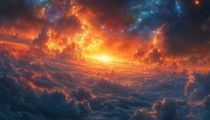 Dramatic Galaxy Sky 4K Desktop Wallpaper, Orange Cloudscape Background