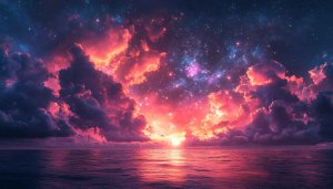 Ocean Sunset Clouds 4K Desktop Background | Galaxy Stars Wallpaper