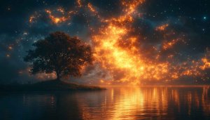 Glowing Lake Tree 4K Desktop Background Nature Mobile Wallpaper