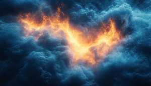 Dramatic Stormy Sky Wallpaper, Fiery Clouds 4K Desktop Background