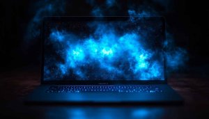 Cosmic Nebula Laptop Wallpaper, Blue Galaxy Desktop Background 4K