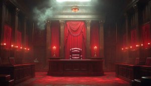 Courtroom Drama Red Aesthetic Mobile Wallpaper 4K Desktop Background