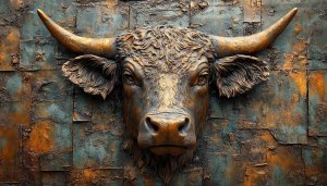 Bronze Bull Head Sculpture 4K Wallpaper for Desktop Background