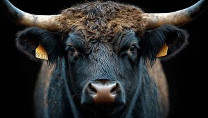 Moody Black Bull Portrait 4K Desktop Background Wallpaper