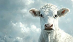 White Cow Portrait Wallpaper 4K Desktop Background Aesthetic Farm Animal