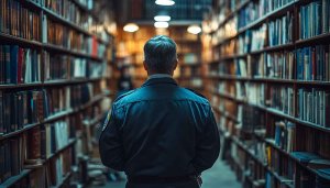 Library Man Aesthetic Wallpaper, Book Background, Education Desktop Wallpaper