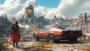 Post Apocalyptic Cityscape Sci-Fi Art 4K Desktop Background