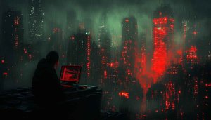 Cyberpunk Programmer Cityscape 4K Desktop Background Aesthetic Mobile Wallpaper