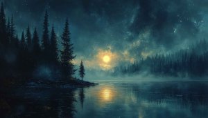 Mystical Moonlight Lake 4K Desktop Background Free Mobile Wallpaper