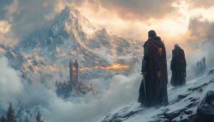Epic Fantasy Castle Mountain Winter 4K Desktop Wallpaper Free