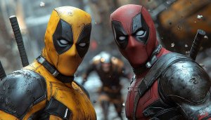Deadpool Yellow Red Suit Superhero 4K Desktop Mobile Wallpaper