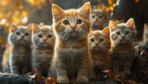 Cute Orange Kittens Group Mobile Wallpaper, Free Cat Background