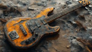 Vintage Grunge Bass Guitar 4K Wallpaper for Desktop Backgrounds