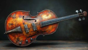 Vintage Grunge Bass Guitar Wallpaper for Desktop and Mobile Use