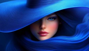 Elegant Woman Blue Portrait 4K Desktop Wallpaper Aesthetic Background