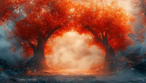 Autumn Forest Red Trees 4K Desktop Wallpaper Mobile Background