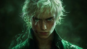 Dark Fantasy Character Mobile Wallpaper, Green Aesthetic Background, No Sign-Up