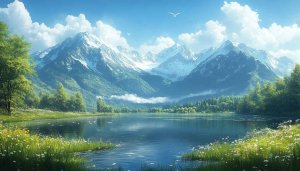Serene Lake Mountain Landscape 4K Desktop Background Mobile Wallpaper