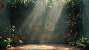 Floral Courtyard Sunlight Aesthetic Mobile Background Wallpaper Free