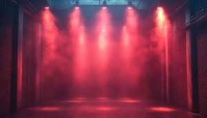 Stage Red Lighting Mobile Wallpaper, Red Fog 4K Desktop Background