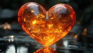 Amber Heart 4K Mobile Wallpaper - Golden Love Desktop Background
