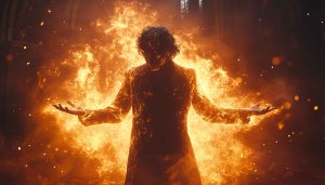 Phoenix Man Rising 4K Desktop Background Fire Aura Wallpaper