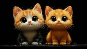 Cute Kitten Portrait Illustration 4K Wallpaper for Desktop and Mobile