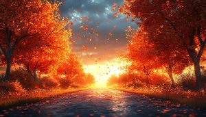 Autumn Leaves Falling Landscape 4K Desktop Background Mobile Wallpaper