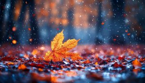 Autumn Leaf Falling Rain Wallpaper - Mobile and Desktop Background