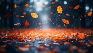 Autumn Rain Falling Leaves Free Desktop Wallpaper Nature Background