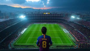 Barcelona Camp Nou Football Stadium 4K Wallpaper, Football Field Background