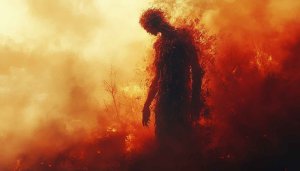 Fiery Figure Art Mobile Backgrounds Burning Man Wallpaper