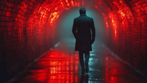 Neon Tunnel Man Silhouette Aesthetic Mobile Wallpaper Backgrounds