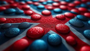 Union Jack Flag with Water Drops 4K Desktop Wallpaper Background