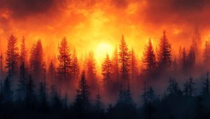 Fiery Sunset Forest 4K Desktop Background Mobile Phone Wallpaper