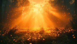 Golden Light Forest Meadow 4K Desktop Background Mobile Wallpaper